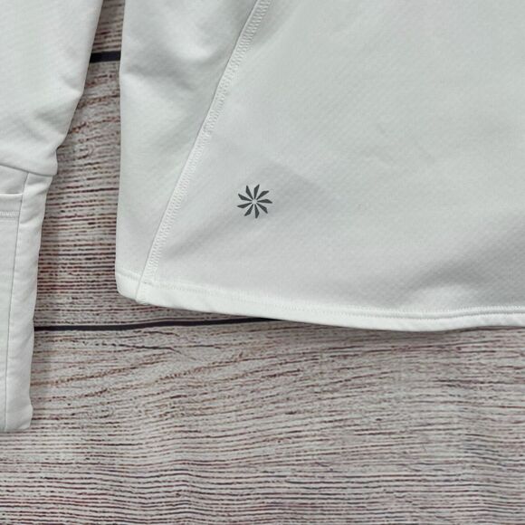 Athleta Whistler 1/4 Zip Pullover Sweatshirt Women's Size Small White Thumbhole - Picture 6 of 11